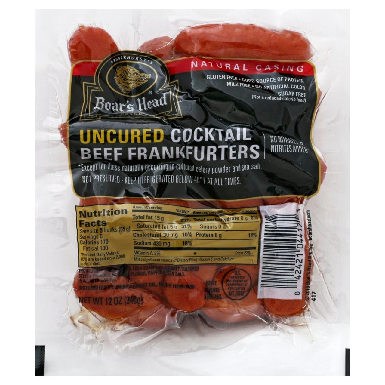 Boar'S Head Uncured Cocktail Beef Frankfurters - Shop Hot Dogs At H-E-B