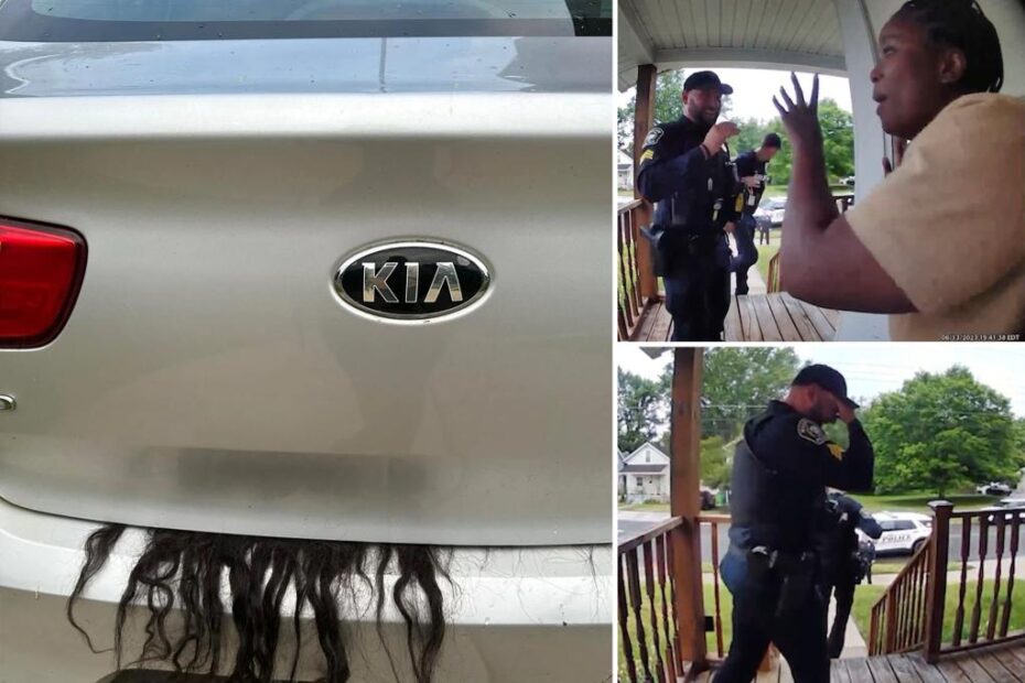 Police Question Woman With Hair Sticking Out Of Her Trunk