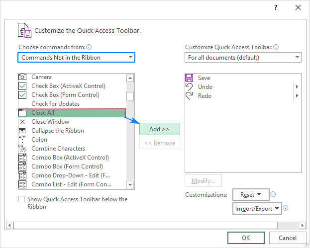 Quick Access Toolbar In Excel: How To Customize, Move And Reset