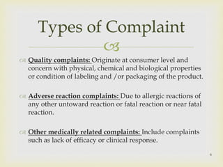 Complaints & Recalls