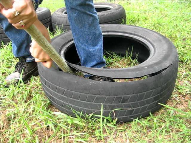 How To Cut A Tire And Make It Into A Garden Pot.Wmv - Youtube
