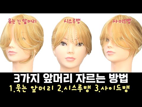 3가지 앞머리 커트 방법[시스루뱅] [사이드뱅] [묶는 앞머리] [커트교육영상] Korean cut, 나는미용사다